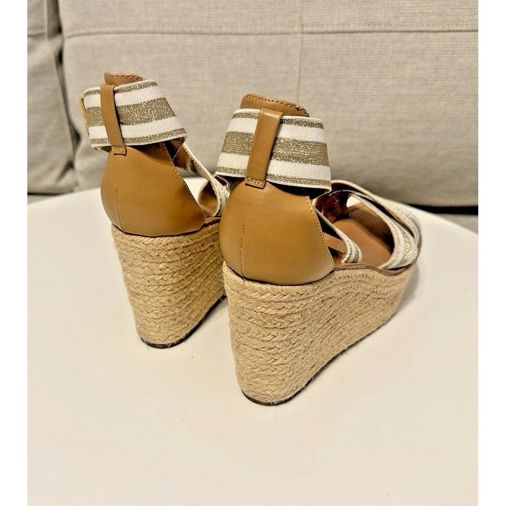 Tommy Hilfiger Shoes Womens 6 Espadrille Sandals Platform Metallic Gold Ivory